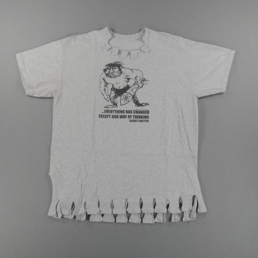 Vintage Y2K Albert Einstein Caveman Graphic Tee Crazy Cutting Mens Size M